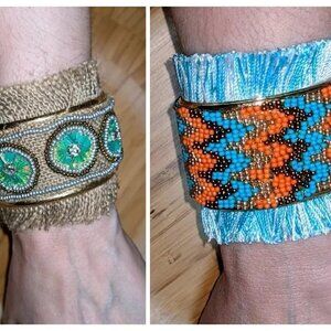Handmade Cuff Bracelet with Beaded Fringe